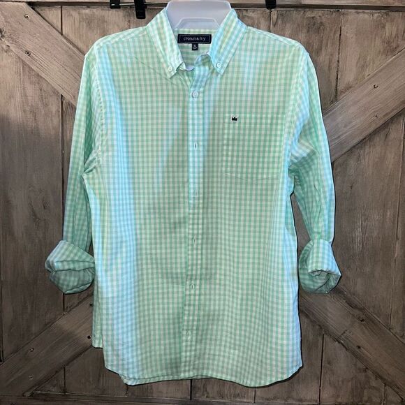 Crown Ivy Mint Green Check Button Down Shirt - Picture 1 of 5
